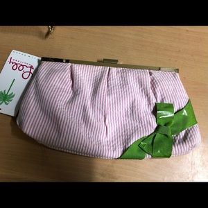 NWT Vintage Lilly Pulitzer Patio Clutch Pink/White Pin Striped